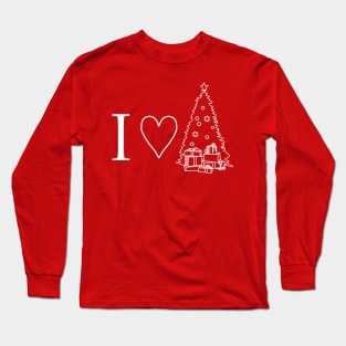 White Line Drawing I Love Christmas Long Sleeve T-Shirt